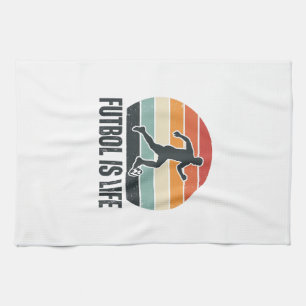 Vintage Fußball Ist Leben Fußballspieler-Shirt-Des Geschirrtuch