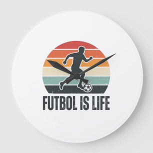 Vintage Fußball Ist Leben Fußballspieler-Shirt-Des Große Wanduhr