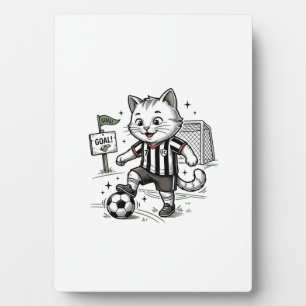 Vintage-Fußball-Katze Gravur-Shirt-Design_1 Fotoplatte