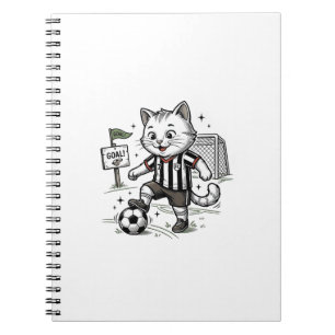 Vintage-Fußball-Katze Gravur-Shirt-Design_1 Notizblock