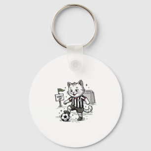 Vintage-Fußball-Katze Gravur-Shirt-Design_1 Schlüsselanhänger