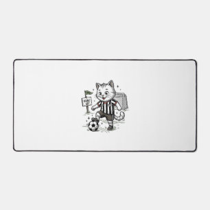 Vintage-Fußball-Katze Gravur-Shirt-Design_1 Schreibtischunterlage