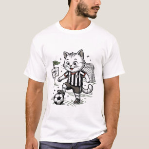 Vintage-Fußball-Katze Gravur-Shirt-Design_1 T-Shirt