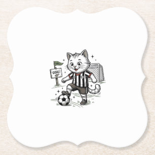 Vintage-Fußball-Katze Gravur-Shirt-Design_1 Untersetzer