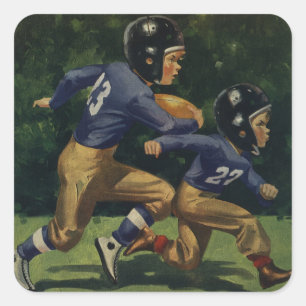 Vintage-Fußball, Kinder, Jungen beim Sport Quadratischer Aufkleber