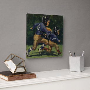 Vintage Fußball, Kinder, Jungen treiben Sport  Quadratische Wanduhr