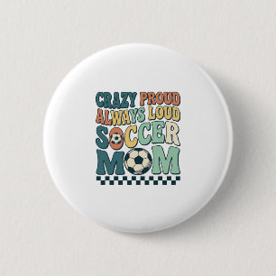 Vintage Fußball-Mama Stolz Lautes Shirt-Design_1 Button