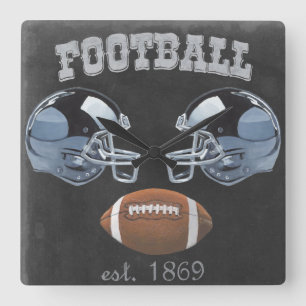 Vintage-Fußball-Schultafel-Design Quadratische Wanduhr