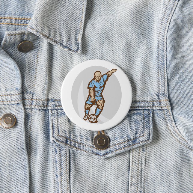 Vintage Fußball-Spielerabbildung Retro-Fußball Button (Von Creator hochgeladen)