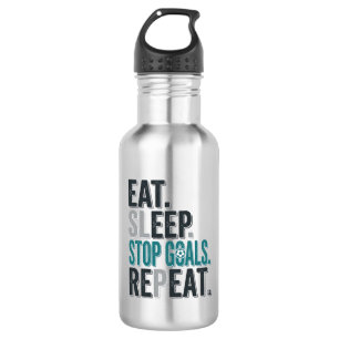 Vintage Fußball-Torwart Eat Sleep Stop Goals T-Shi Edelstahlflasche