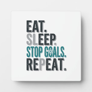 Vintage Fußball-Torwart Eat Sleep Stop Goals T-Shi Fotoplatte
