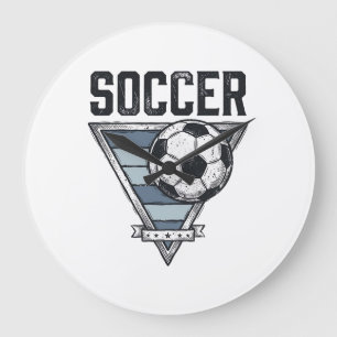 Vintage-Fußball-Triangel-Abzeichen-Shirt-Design (2 Große Wanduhr