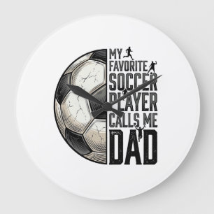 Vintage-Fußball-Vater-Gravur-Zitat-Vektordesign_1 Große Wanduhr