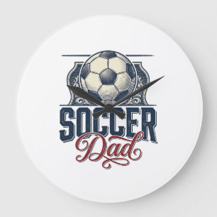 Vintage Fußball-Vater-Shirt-Design_1 Große Wanduhr