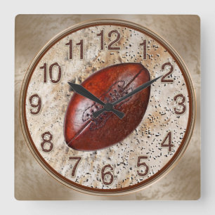 Vintage-Fußball-Wanduhr, Team, Männerhöhle Quadratische Wanduhr