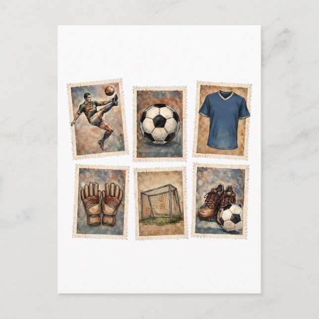 Vintage-Fußballmarken Fußball-Sammlung Postkarte (Vorderseite)