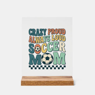 Vintage-Fußballmutter stolz lautes Shirt-Design_1 Acrylschild