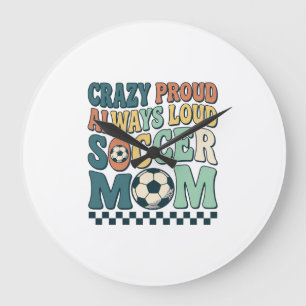 Vintage-Fußballmutter stolz lautes Shirt-Design_1 Große Wanduhr