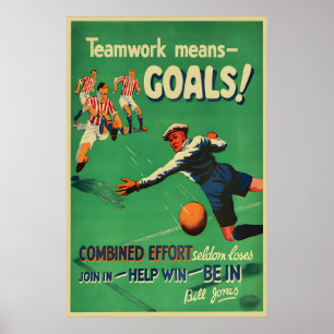 Vintage-Fußballposter Teamarbeit Motivationskunst Poster