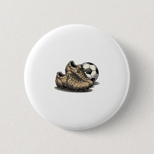 Vintage Fußballschuhe und Ball-Shirt-Design_1 Button