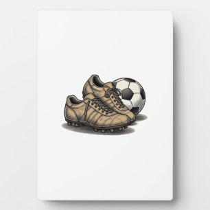 Vintage Fußballschuhe und Ball-Shirt-Design_1 Fotoplatte