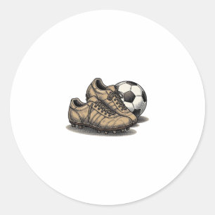 Vintage Fußballschuhe und Ball-Shirt-Design_1 Runder Aufkleber
