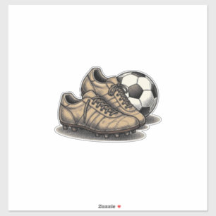 Vintage Fußballschuhe und Ball T-Shirt Design_1 Aufkleber