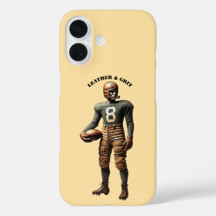 Vintage-Fußballspieler mit Lederhelm URM iPhone 16 Hülle