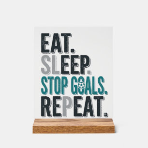 Vintage Fußballtorwart Eat Sleep Stop Goals T-Shir Acrylschild