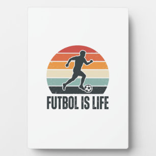 Vintage Futbol Ist Leben Fußballspieler-Shirt-Desi Fotoplatte