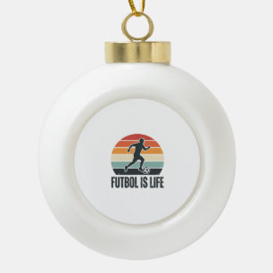 Vintage Futbol Ist Leben Fußballspieler-Shirt-Desi Keramik Kugel-Ornament