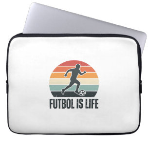 Vintage Futbol Ist Leben Fußballspieler-Shirt-Desi Laptopschutzhülle