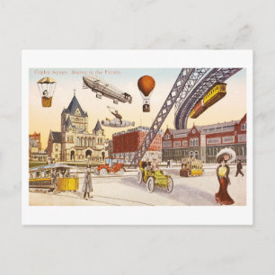 Vintage futuristische Aussicht auf den Copley Squa Postkarte