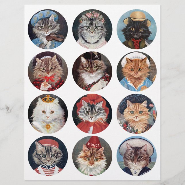 Vintage G.L. Barnes Anthropomorphische Katzen Gemä (Vorderseite)