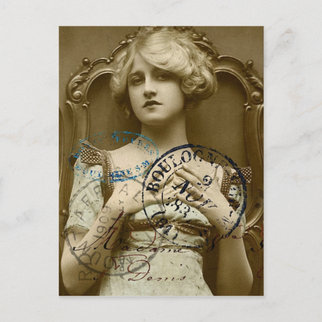 Vintage Gal Postkarte (Vorderseite)