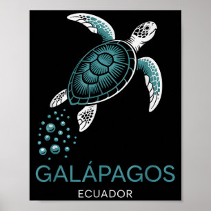 Vintage Galapagos Ecuador Schildkröte Land Familie Poster