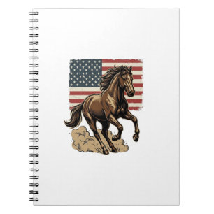 Vintage Galoppierendes Pferd Amerikanisches Flagge Notizblock