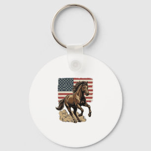 Vintage Galoppierendes Pferd Amerikanisches Flagge Schlüsselanhänger