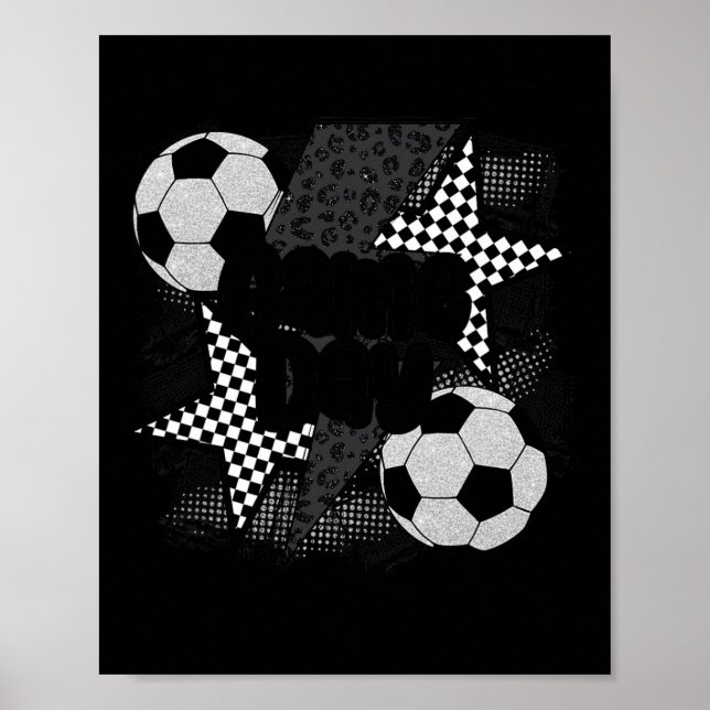 Vintage Game Day Fußball Blitz Funny Team  Poster (Vorne)