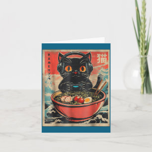 Vintage-Gamer-Katze Lustige Ramen Retro Japanische Karte