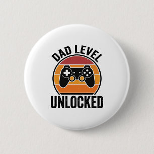 Vintage-Gamer-Shirt-Design 'Dad Level freigeschalt Button