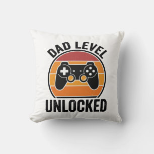 Vintage-Gamer-Shirt-Design 'Dad Level freigeschalt Kissen