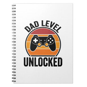 Vintage-Gamer-Shirt-Design 'Dad Level freigeschalt Notizblock