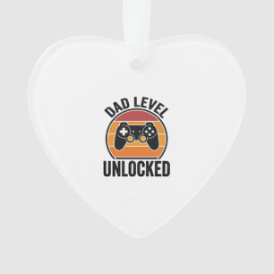 Vintage-Gamer-Shirt-Design 'Dad Level freigeschalt Ornament
