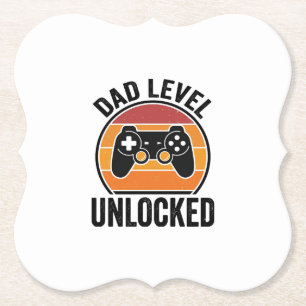 Vintage-Gamer-Shirt-Design 'Dad Level freigeschalt Untersetzer