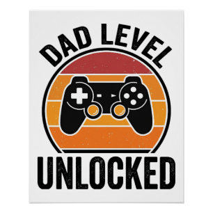 Vintage-Gamer-Shirt-Design: Papa-Level freigeschal Poster