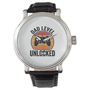 Vintage-Gamer-Shirt-Design Vatertag freigeschaltet Armbanduhr
