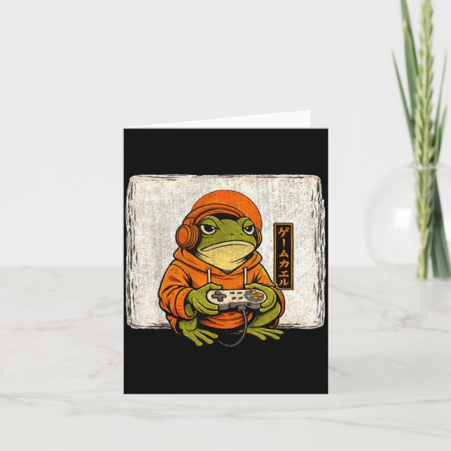 Vintage-Gaming-Frosch-Kunst-Ukiyo-Illustration Karte (Vorderseite)