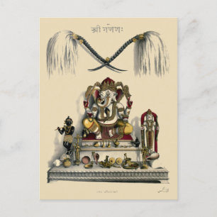 Vintage Ganesh Ganesha Hindu Indien Elefant Postkarte