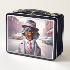 Vintage Gangster-Dackel Metall Brotdose